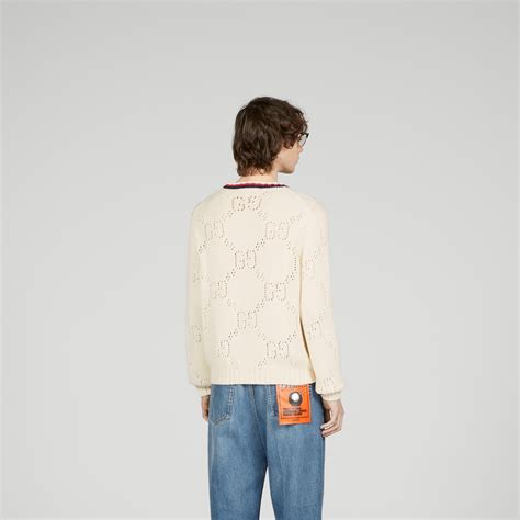 gucci perforated gg crewneck jumper|Perforated GG cotton sweater .